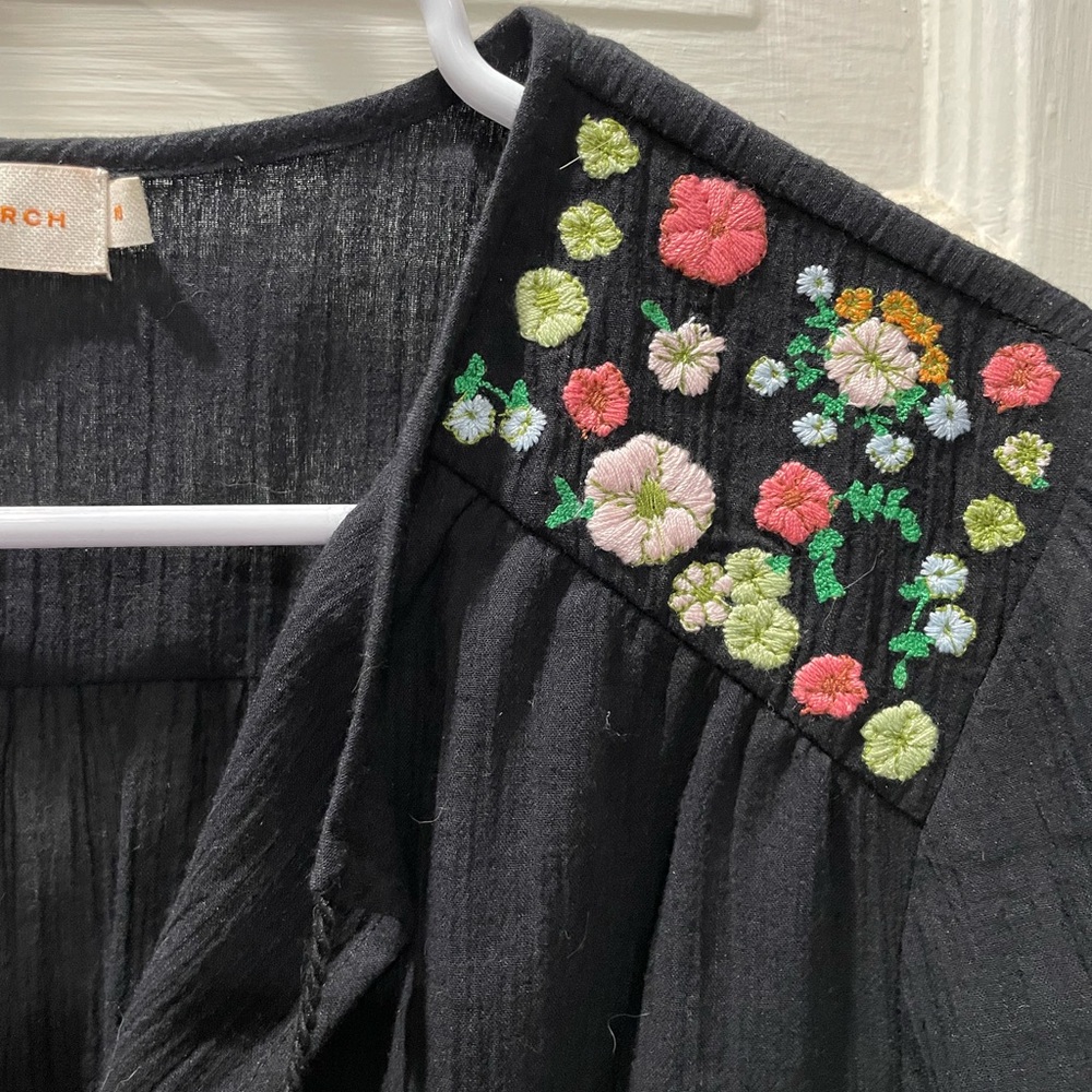 Tory Burch Black Tunic with Floral Details, size 10, NWOT, bohemian - Picture 5 of 5